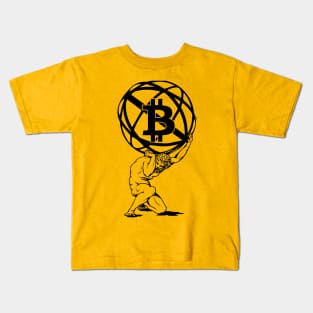 Atlas holds bitcoin Kids T-Shirt